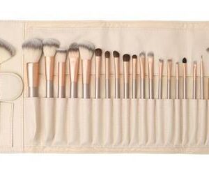 Kit De Pincel Maquiagem Profissional 24 Pcs C/estojo Bege