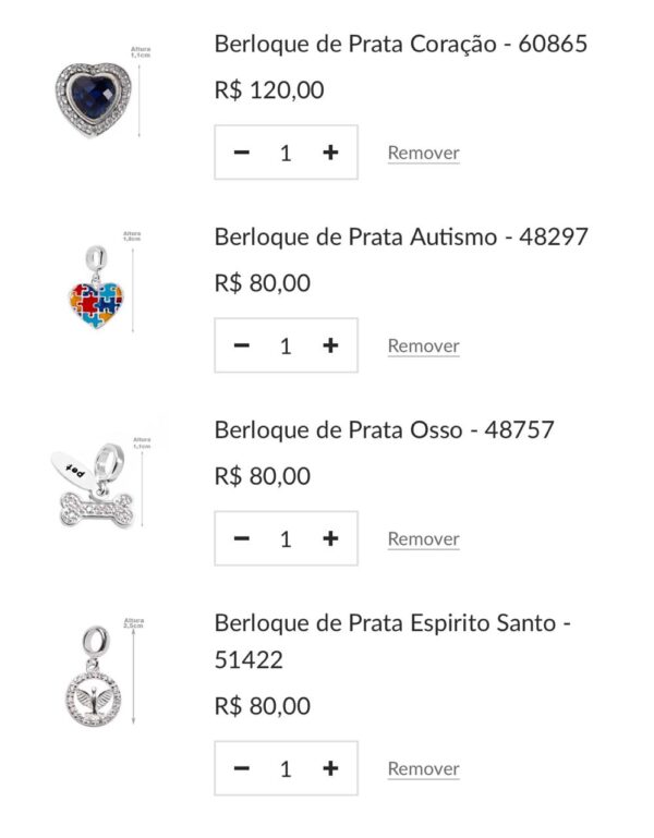 pulseira c/ 4 berloques